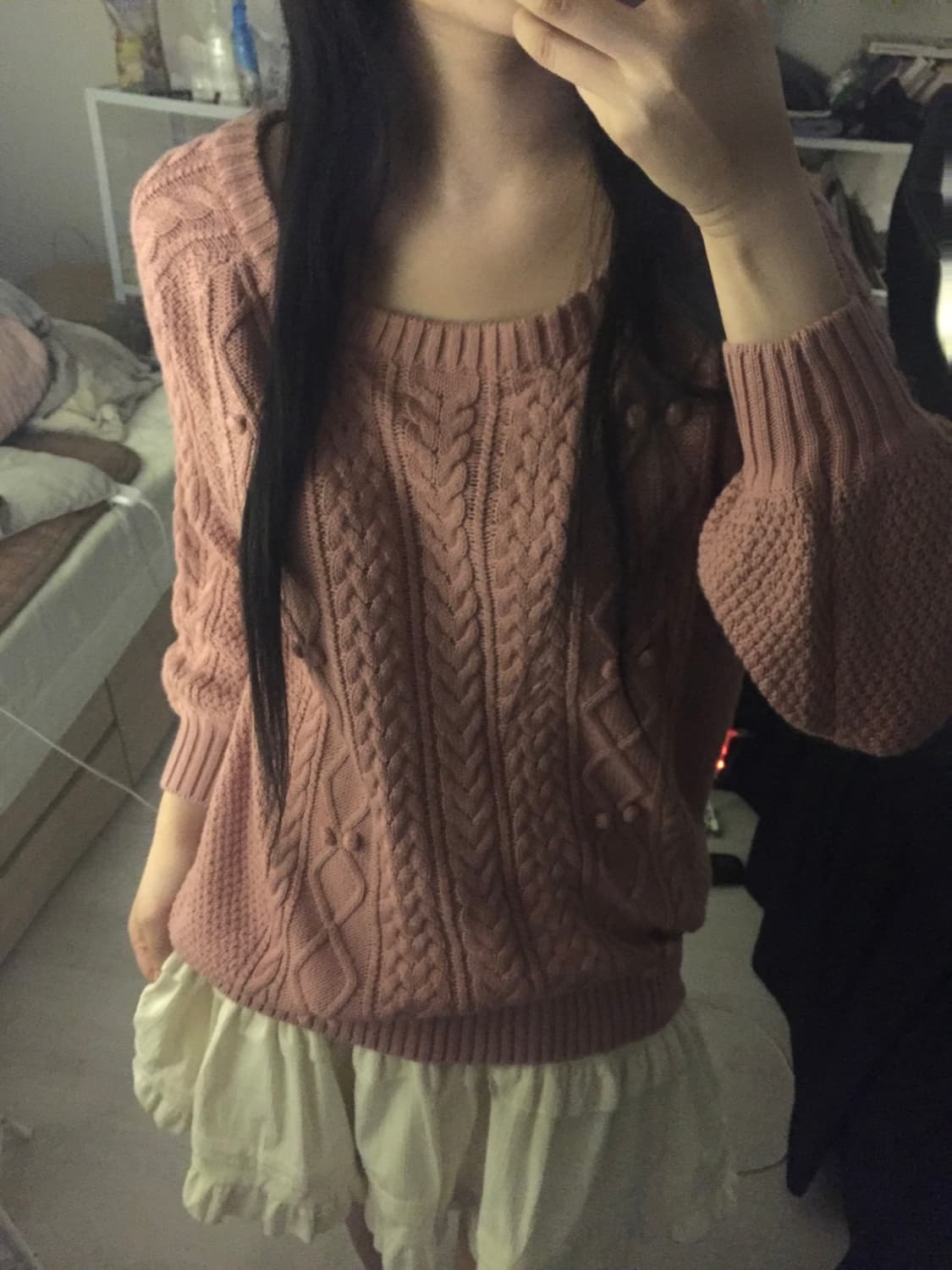 빈티지 리본 아방핏 꽈배기니트 상품이미지1