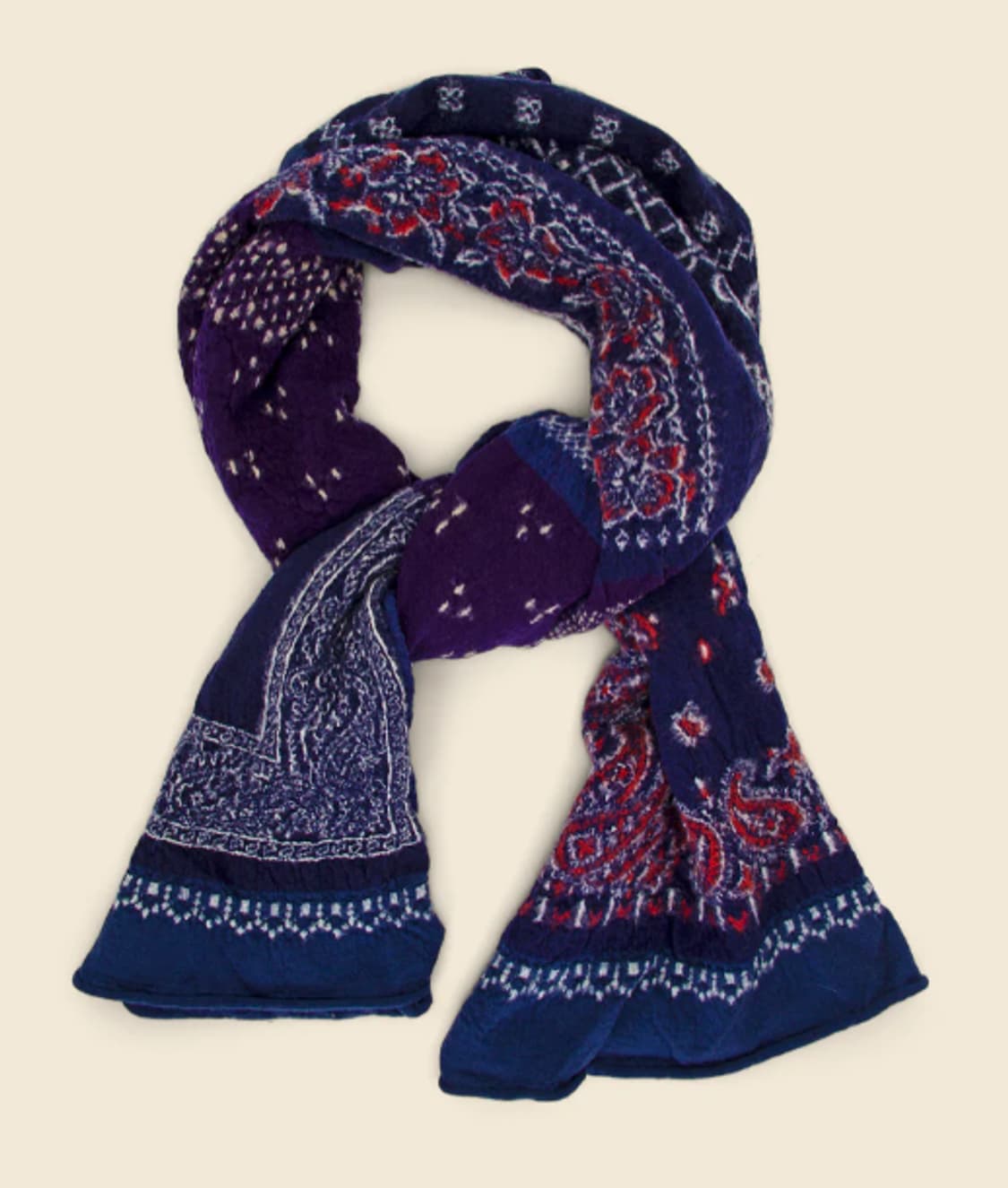 캐피탈 펠티드 울 반다나 패치워크 머플러 네이비 상품이미지1