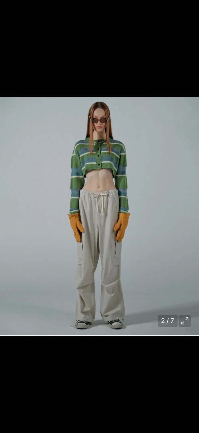 새상품) 스컬프터 스트라이프 크롭 가디건 상품이미지2