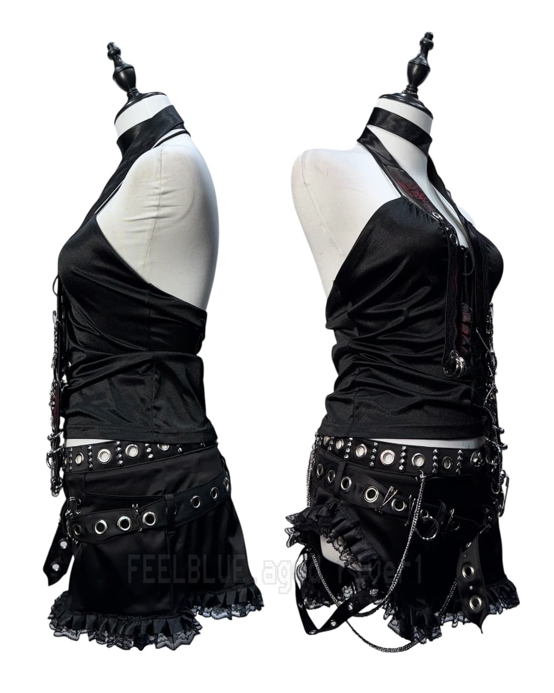 Satin Stretch Halter Slip Top 상품이미지3