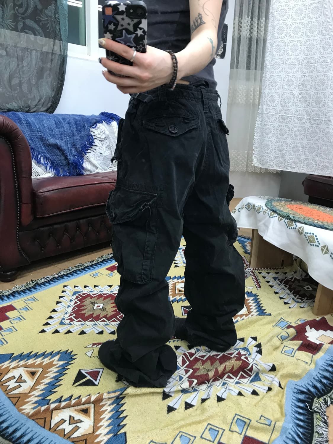후아유 빈티지 블랙 카고팬츠  상품이미지2
