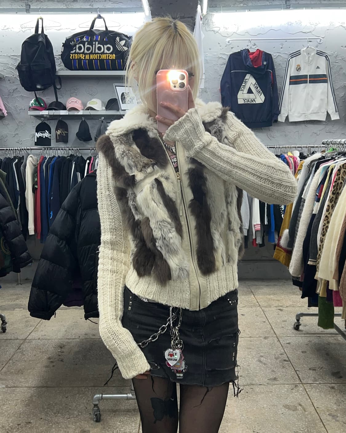 착샷O 빈티지 00‘s 그런지 리얼퍼 니트집업 상품이미지5