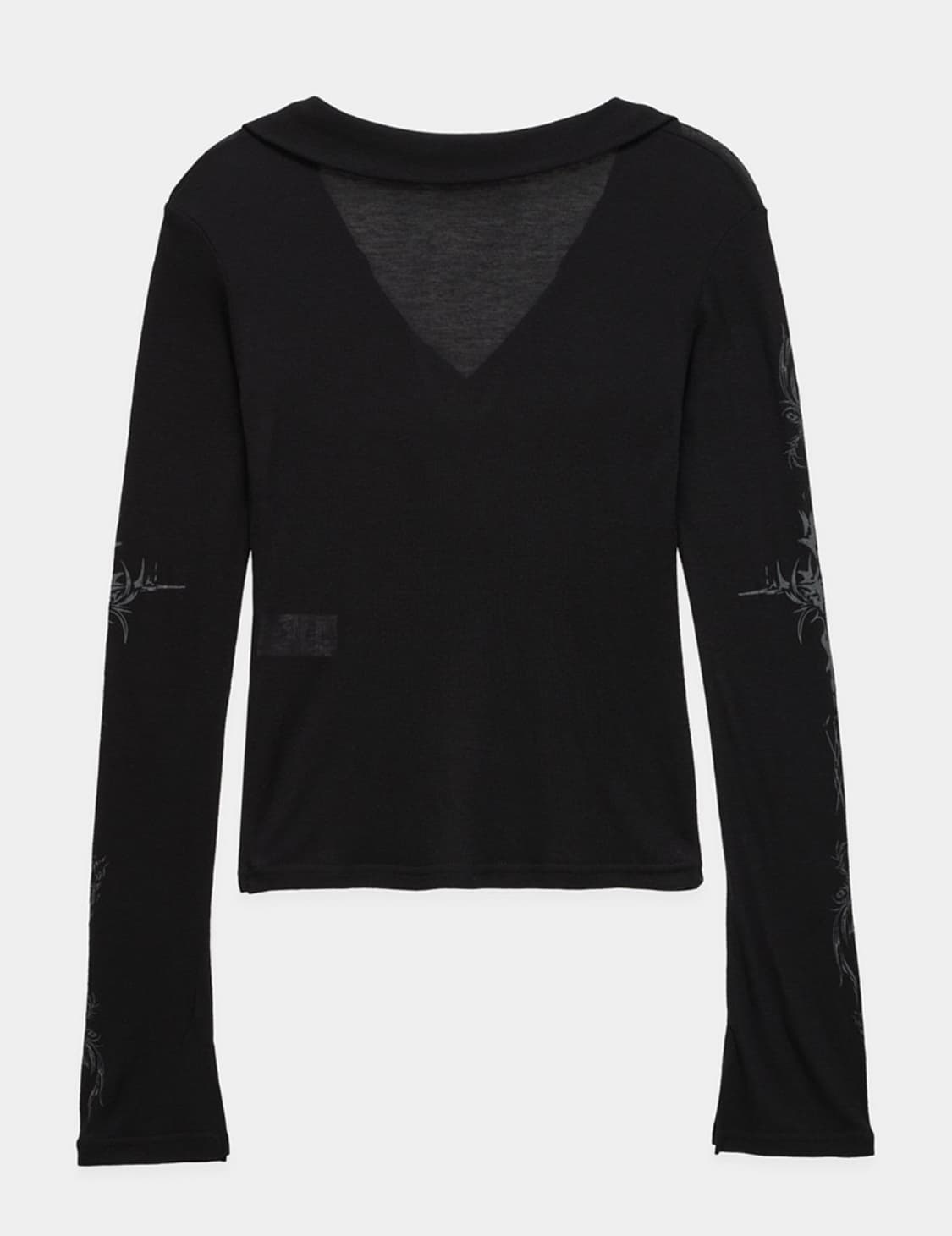 에트오소메 립 카라 타투 롱슬리브 탑 블랙 Free 상품이미지4