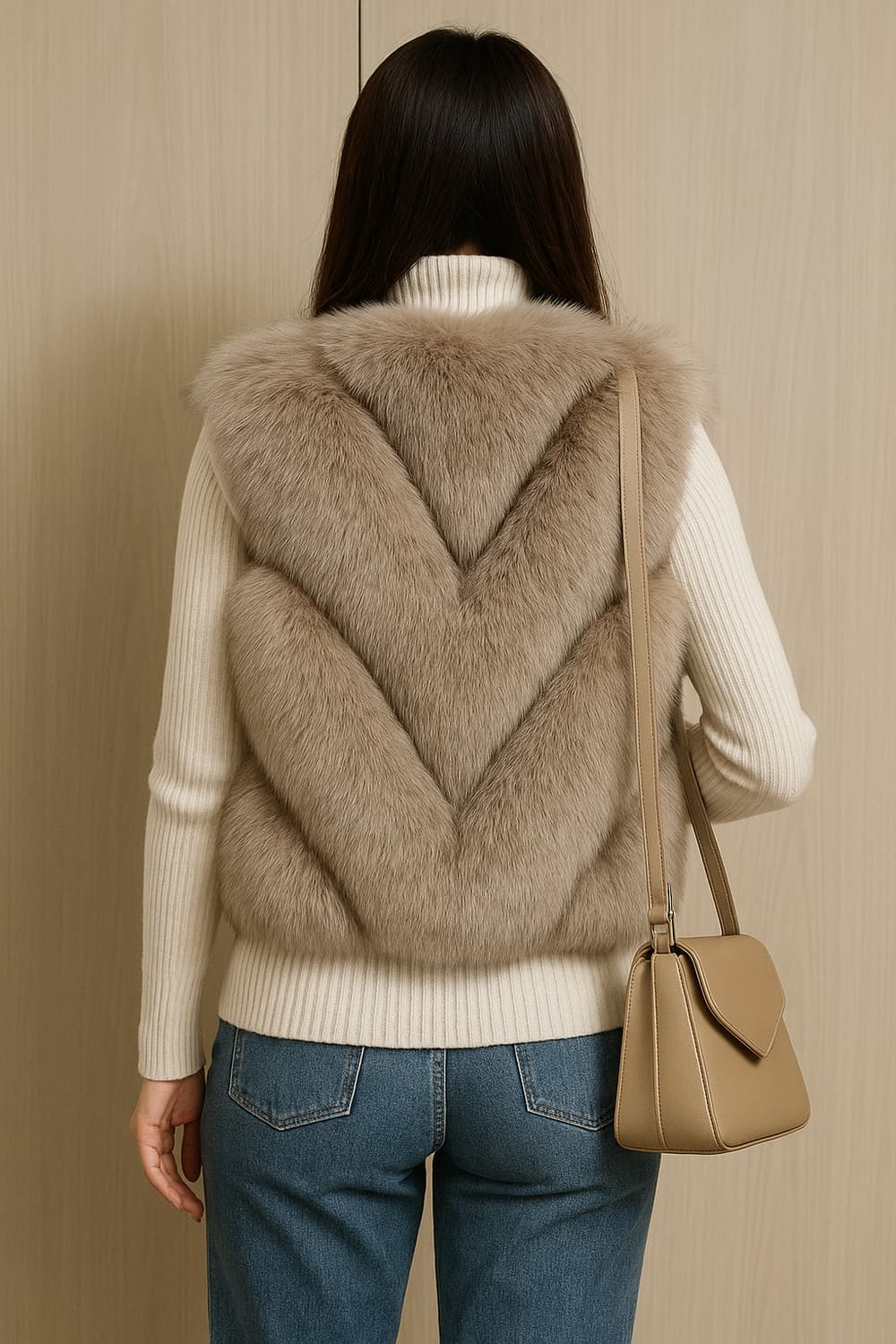 애쉬브라운 시가폭스 페이크퍼 베스트 (M) 55~66 시착 새상품 상품이미지2