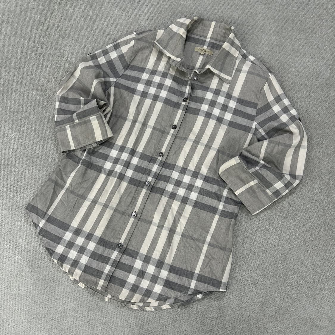 버버리 리얼 정품 백화점 택 체크 셔츠 그레이 s 상품이미지1