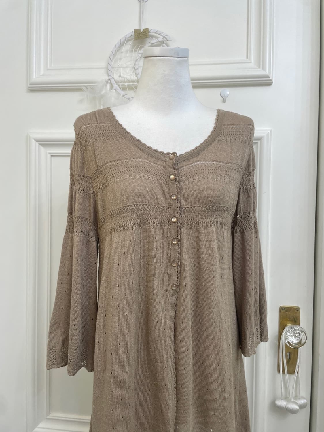 milk brown crochet long cardigan 상품이미지5