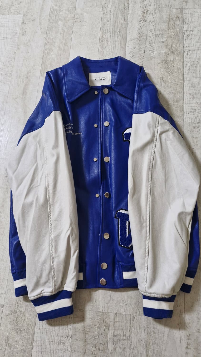 VTWO 블루 레더 야구 점퍼 M 상품이미지4