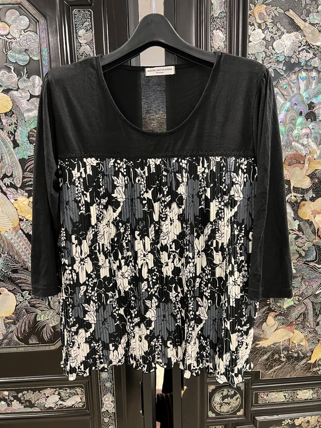 T188 JPN 마사키 마츠시마 플리츠 컬러 블록 블라우스 탑 L 상품이미지1