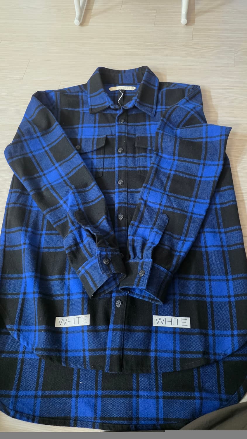 오프화이트 플란넬 셔츠 블루 xs 상품이미지2