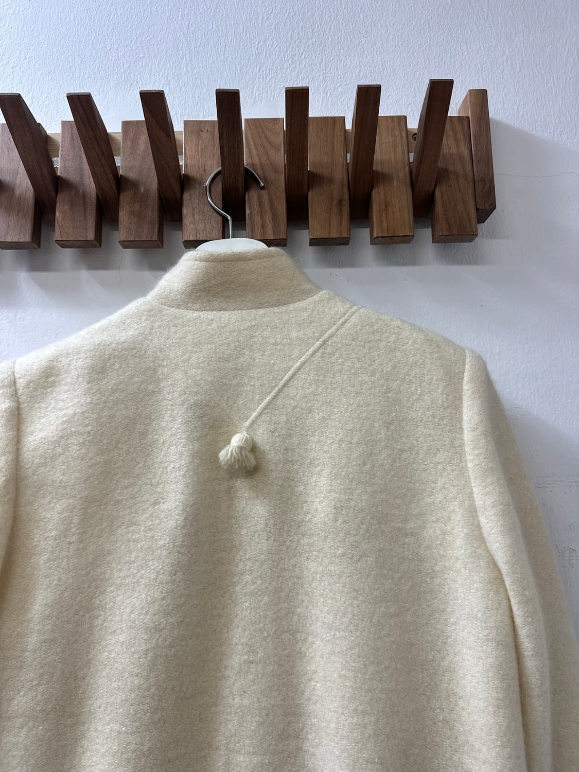 일본빈티지 폼폼 방울 포인트 울 아이보리 코트 상품이미지7