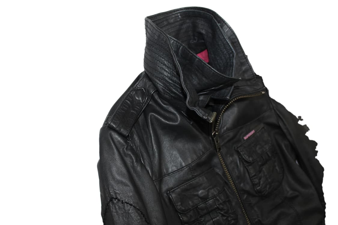 Superdry 수퍼드라이 더블넥 램스킨 레더 바이커 자켓 상품이미지4