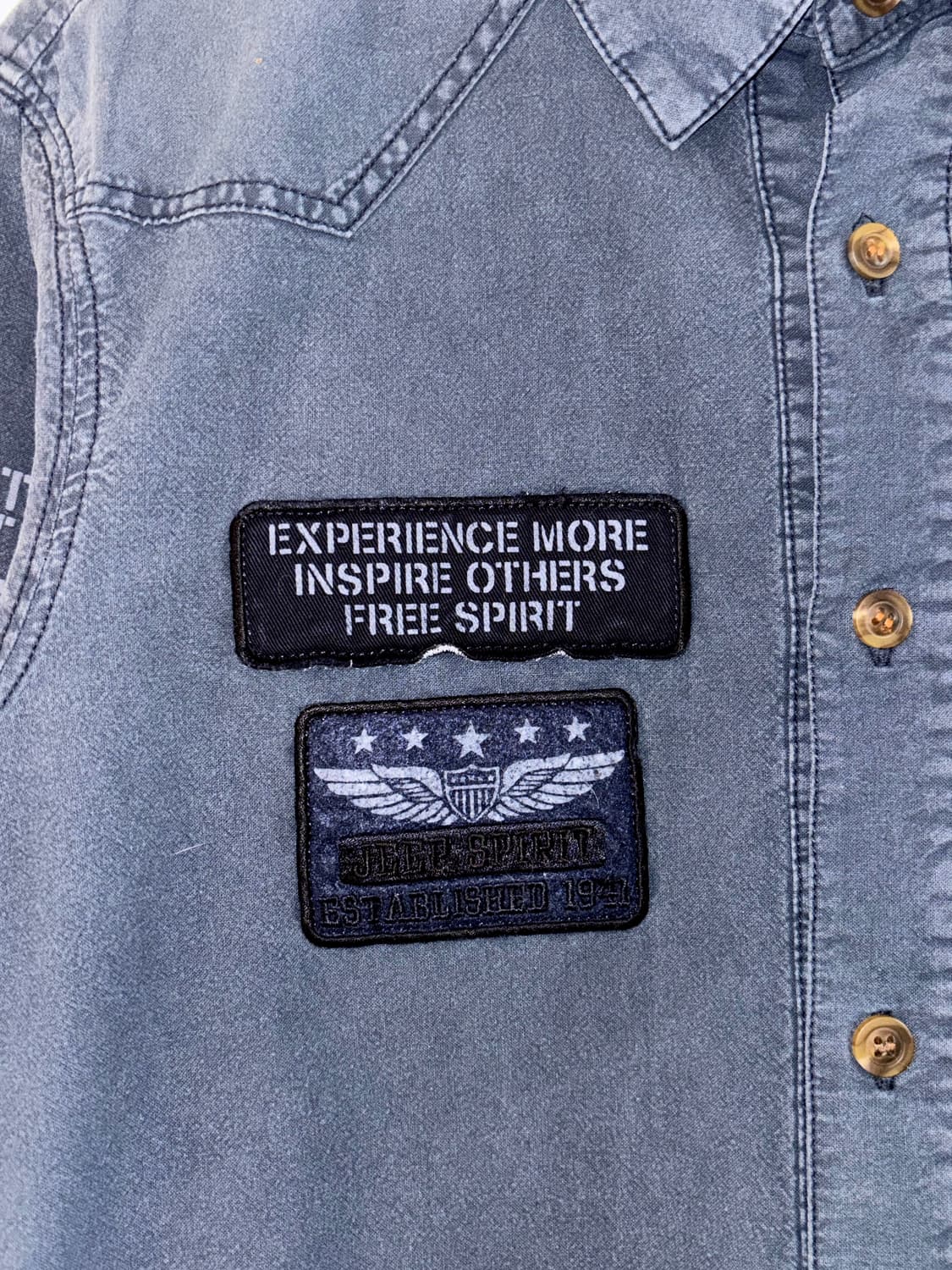 워싱 패치 데님 셔츠 (JEEP SPIRIT) 상품이미지4