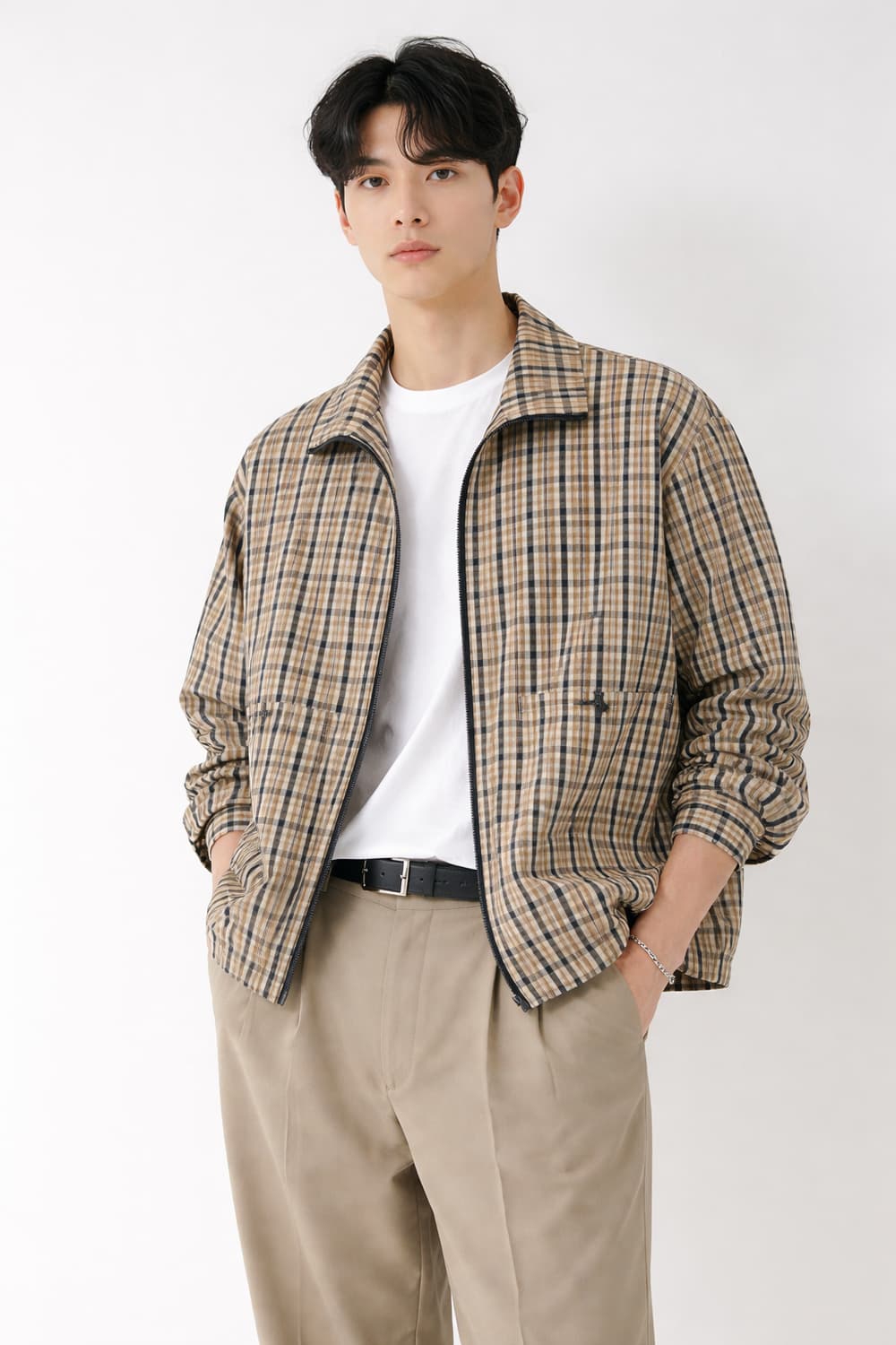 OWL 체크 텍스처 워크 자켓 상품이미지1