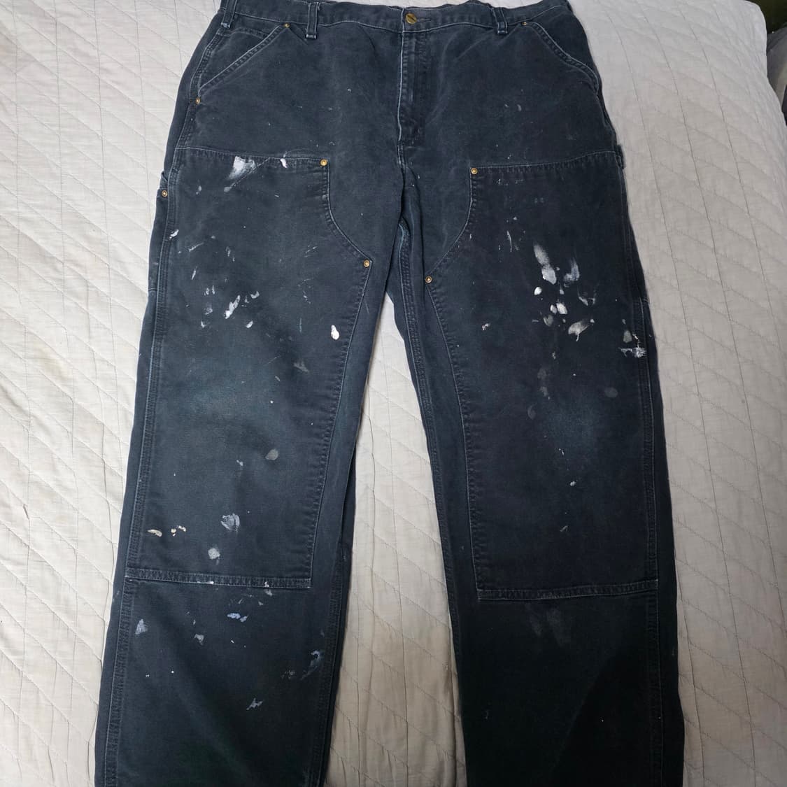 [40X32] 빈티지 칼하트 더블니 B01BLK 워크팬츠 트래쉬드 BK7 상품이미지1