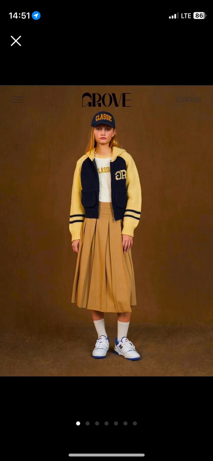 그로브 플리츠 스커트 치마 S 베이지 상품이미지1