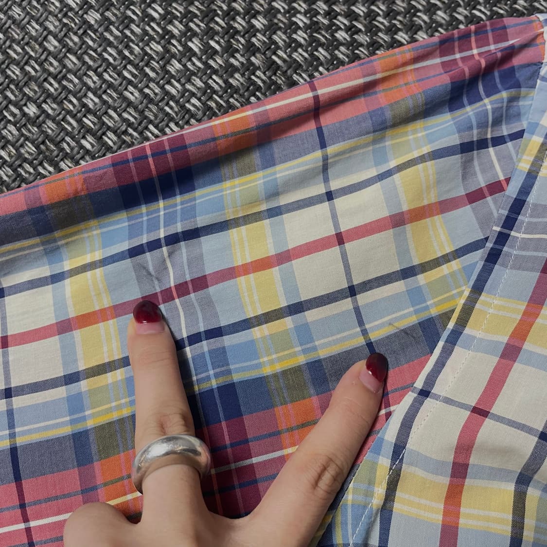 타미힐피거 레드 옐로우 화이트 슬림핏 긴팔 셔츠 L 상품이미지7