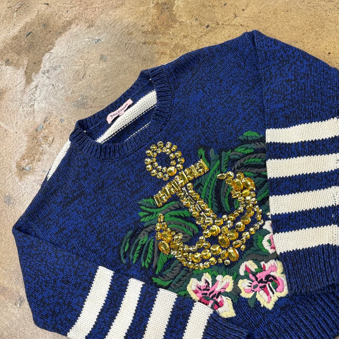 [정품/XS] 쥬시꾸뛰르 닻 자수 니트 블루 b19 상품이미지1