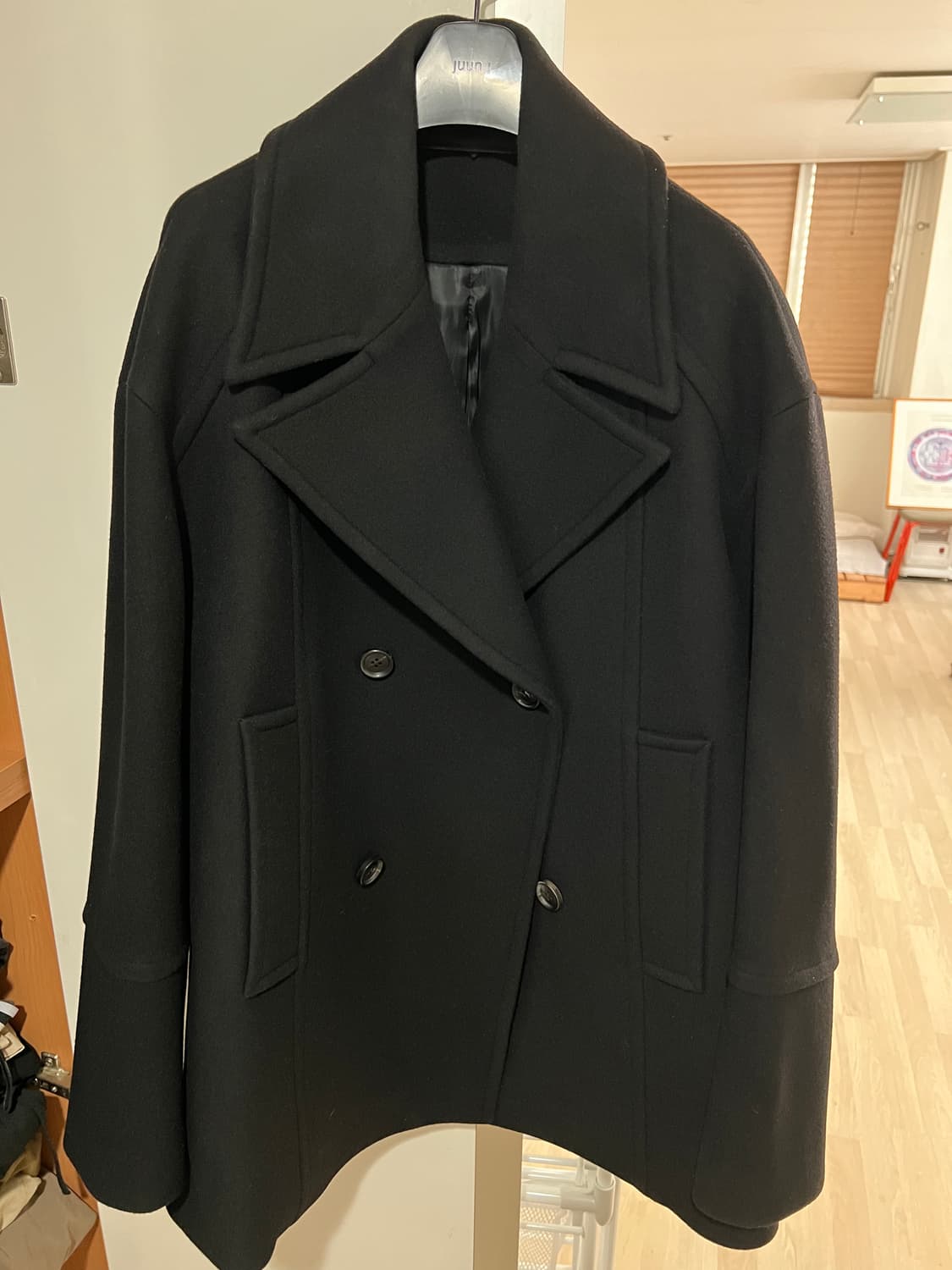 준지 블랙 더블 브레스트 코트 팝니다 상품이미지3