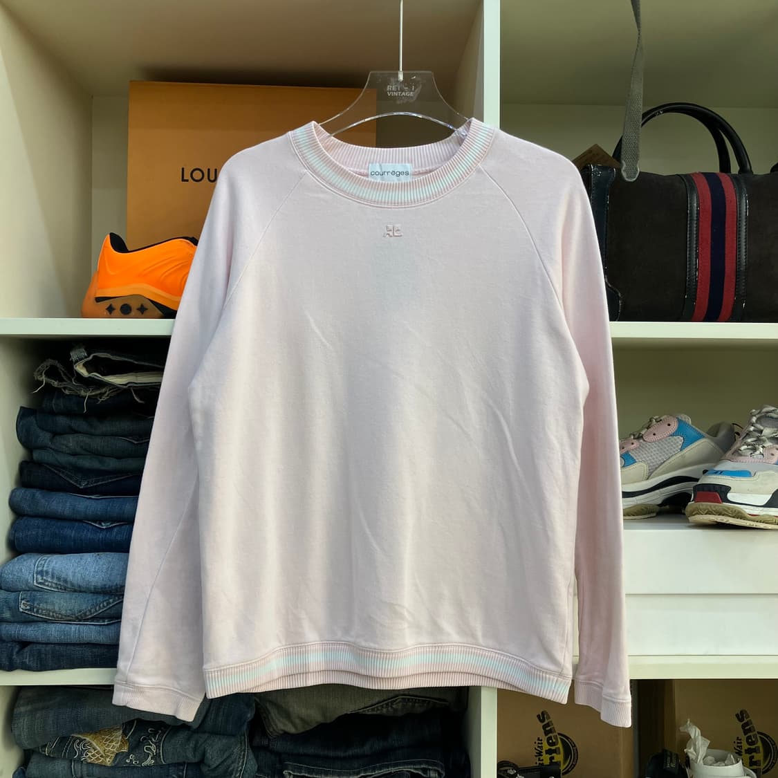 꾸레쥬 배색 로고 맨투맨 M 상품이미지1