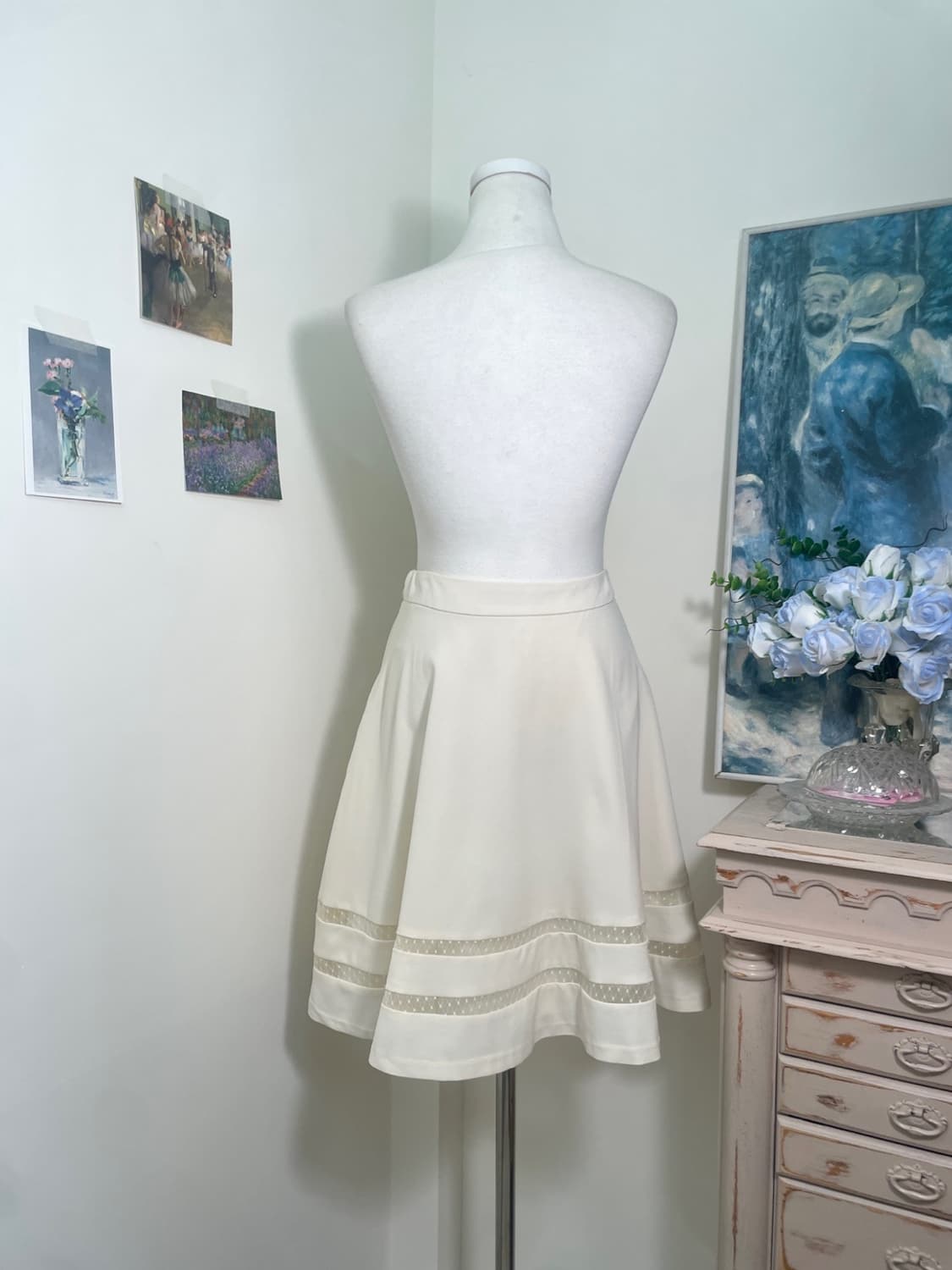 CECIL MCBEE ivory lace trim midi skirt 상품이미지3