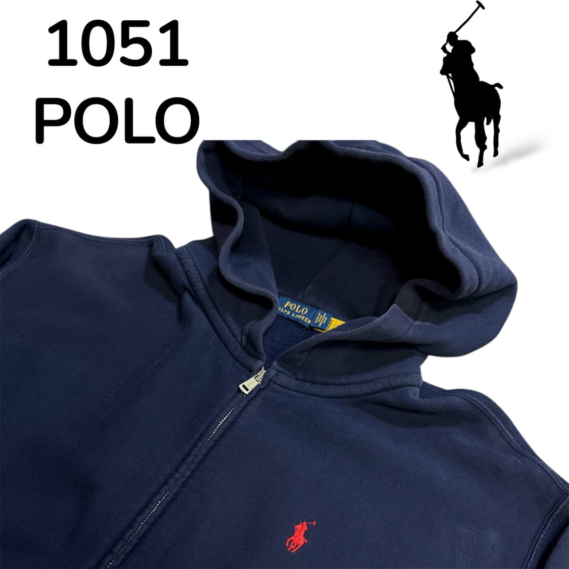 폴로 네이비 레드로고 후드 집업 L 상품이미지4