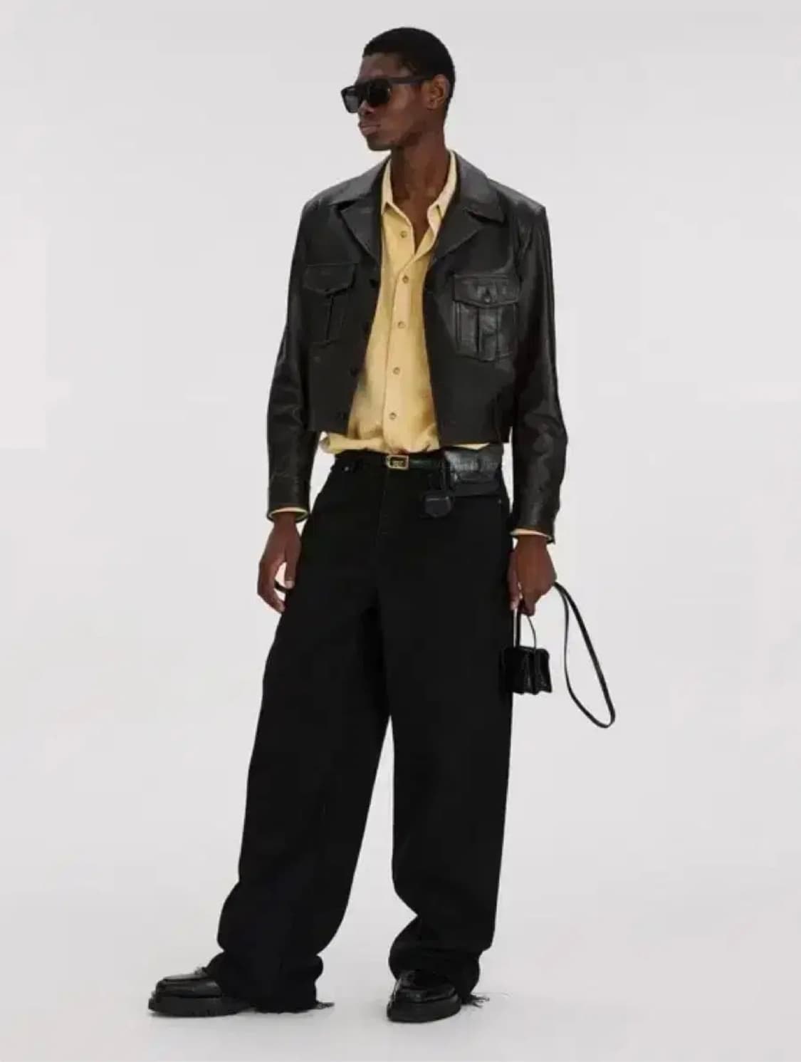 [S] 렉토 밀리터리 레더 가죽 숏 크롭 자켓 블랙 상품이미지1