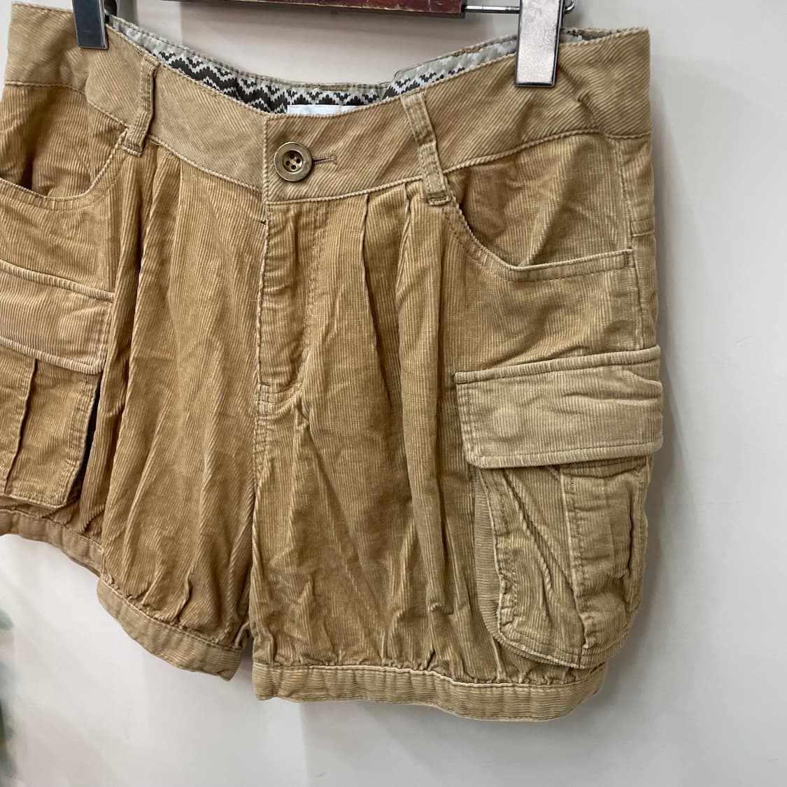 괴짜 니혼진 히피 보헤미안 에스닉 베이지 코듀로이 카고 쇼츠 반바 상품이미지2