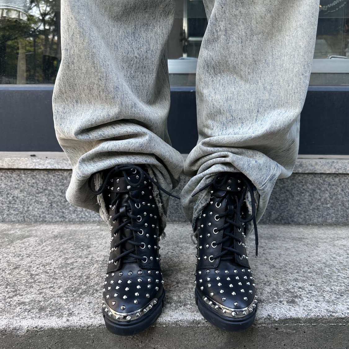 00s 지아니 비니 레더 스파이크 스터드 플랫폼 부츠 상품이미지7