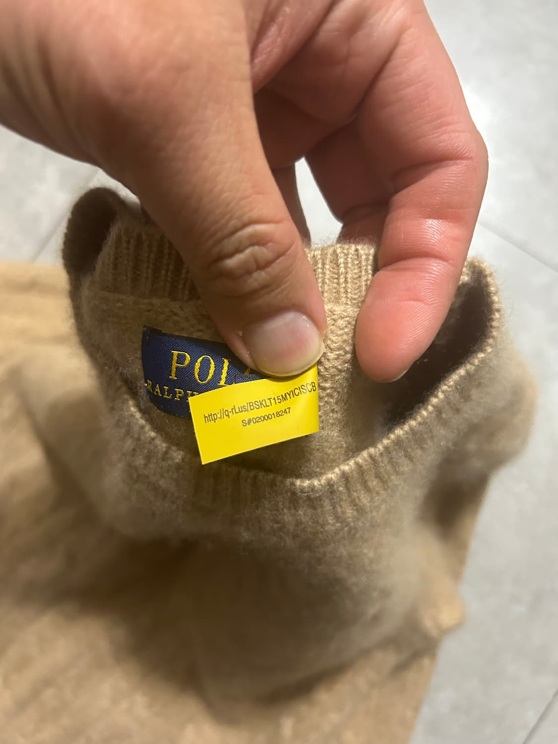 랄프로렌 폴로 베이지 컬러 램스울  빈티지 케이블 니트 44size   상품이미지4