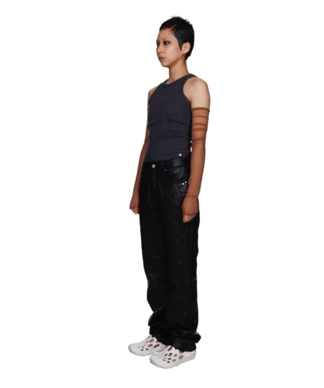 604service 레더 팬츠 블랙 상품이미지1