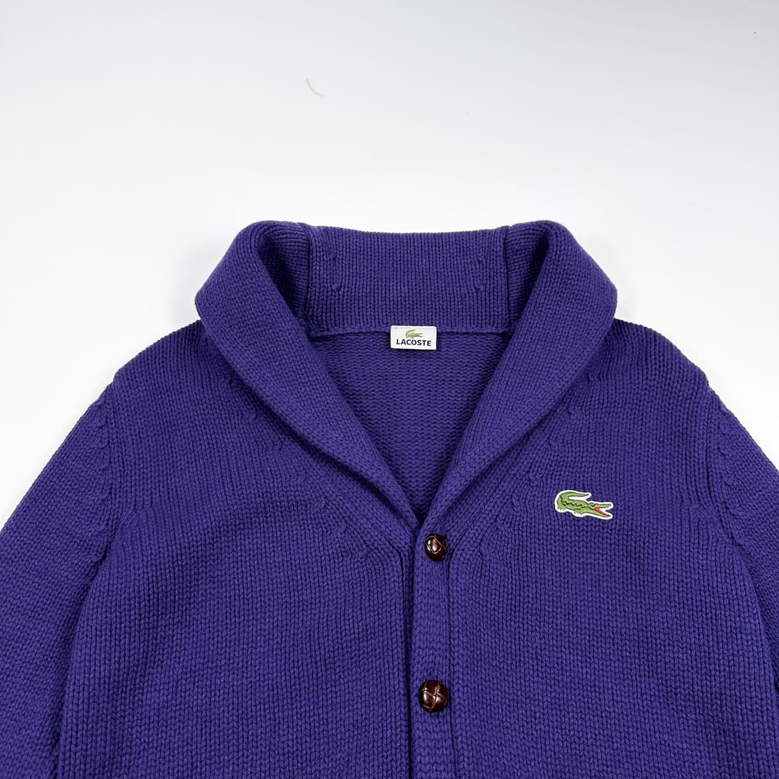 라코스테 클래식 숄카라 니트 가디건 퍼플 M 상품이미지2