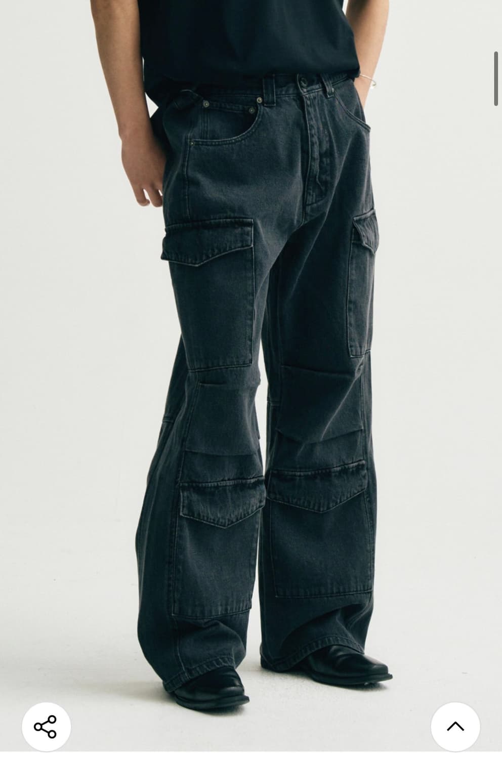 (50) 노이어 NOIER 유틸리티 카고 와이드 데님 팬츠 (그레이) 상품이미지2