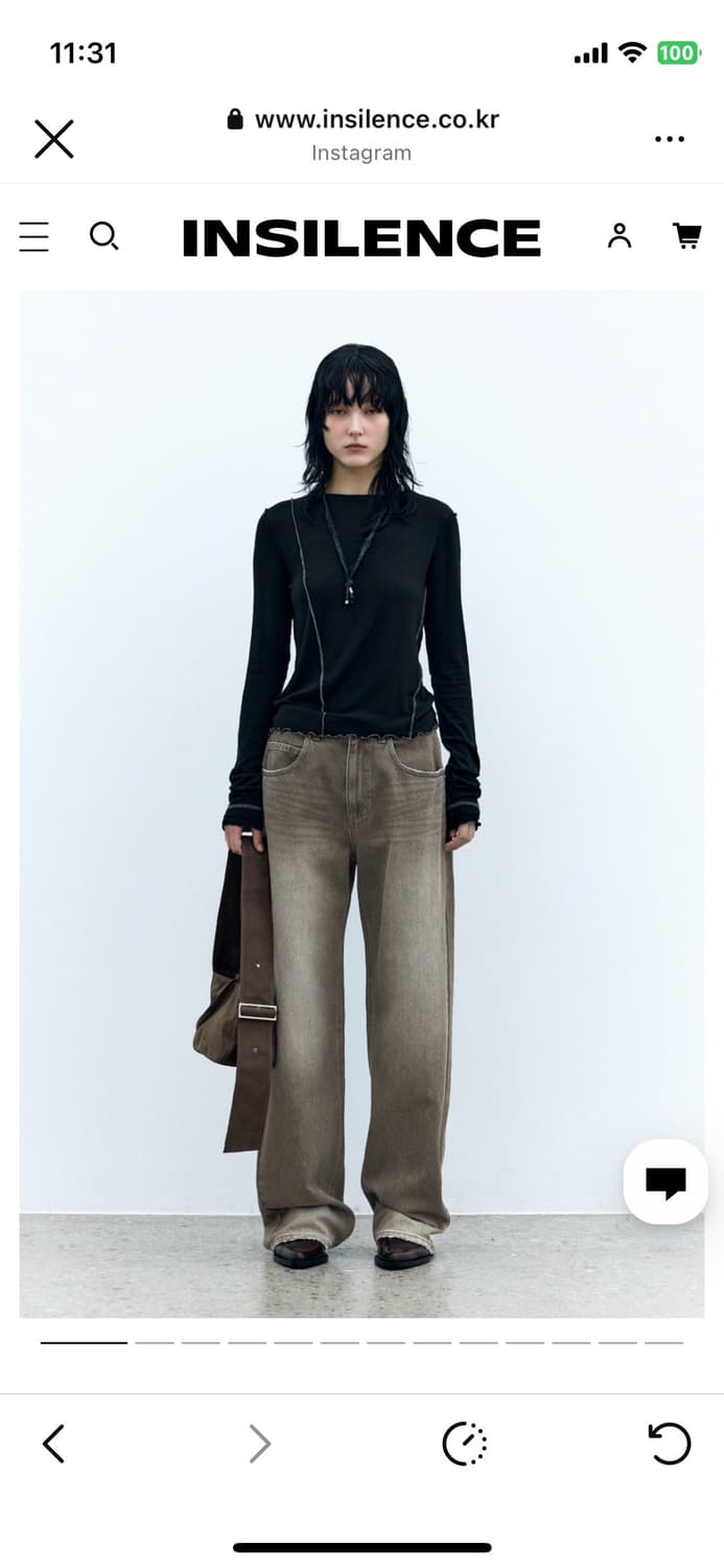 인사일런스 빈티지 와이드 데님 브라운 S 상품이미지1