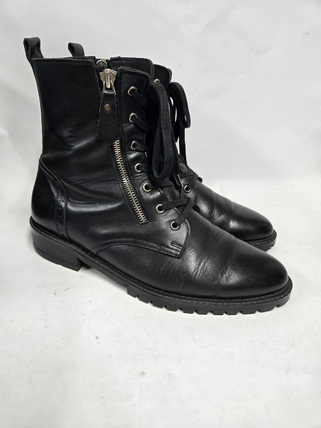 chaplin 핸드메이드블랙 가죽 레이스업 앵클 부츠260mm 상품이미지1