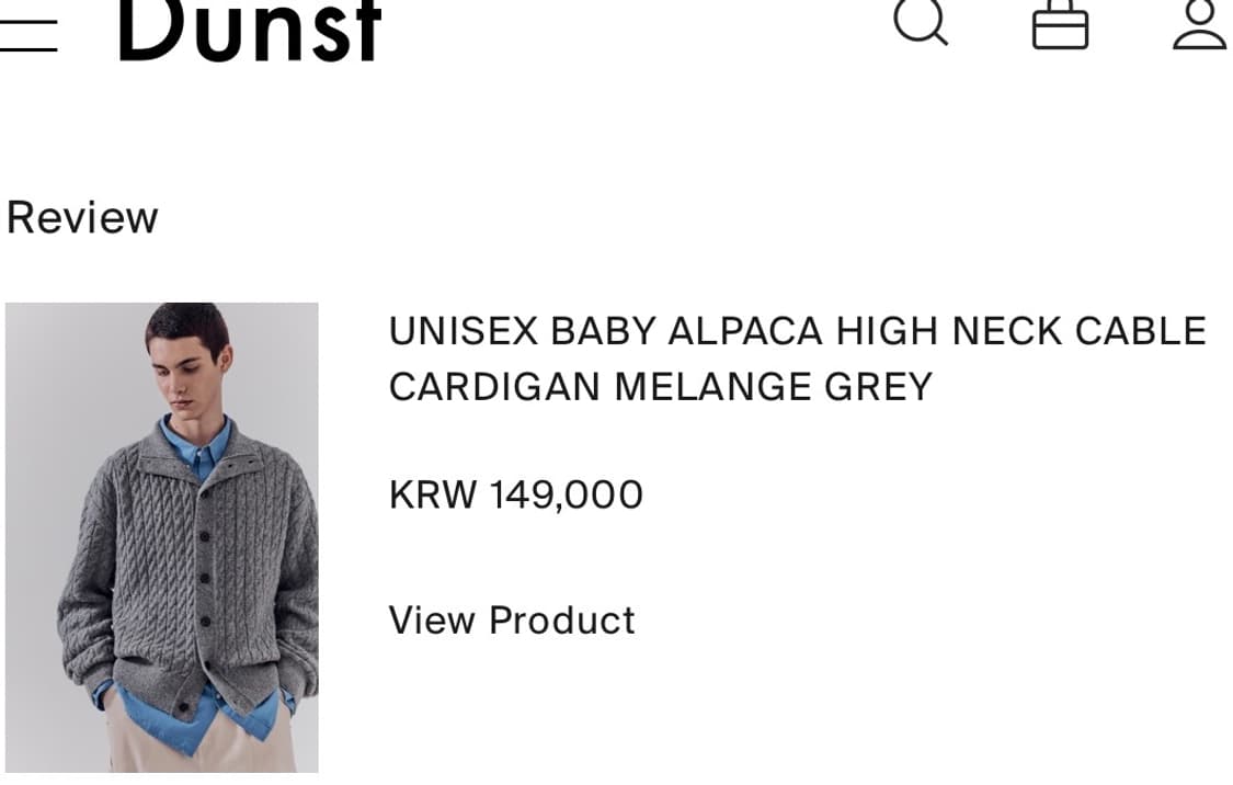 [M]던스트 오버핏 알파카 케이블 하이넥 가디건/멜란지그레이 상품이미지3