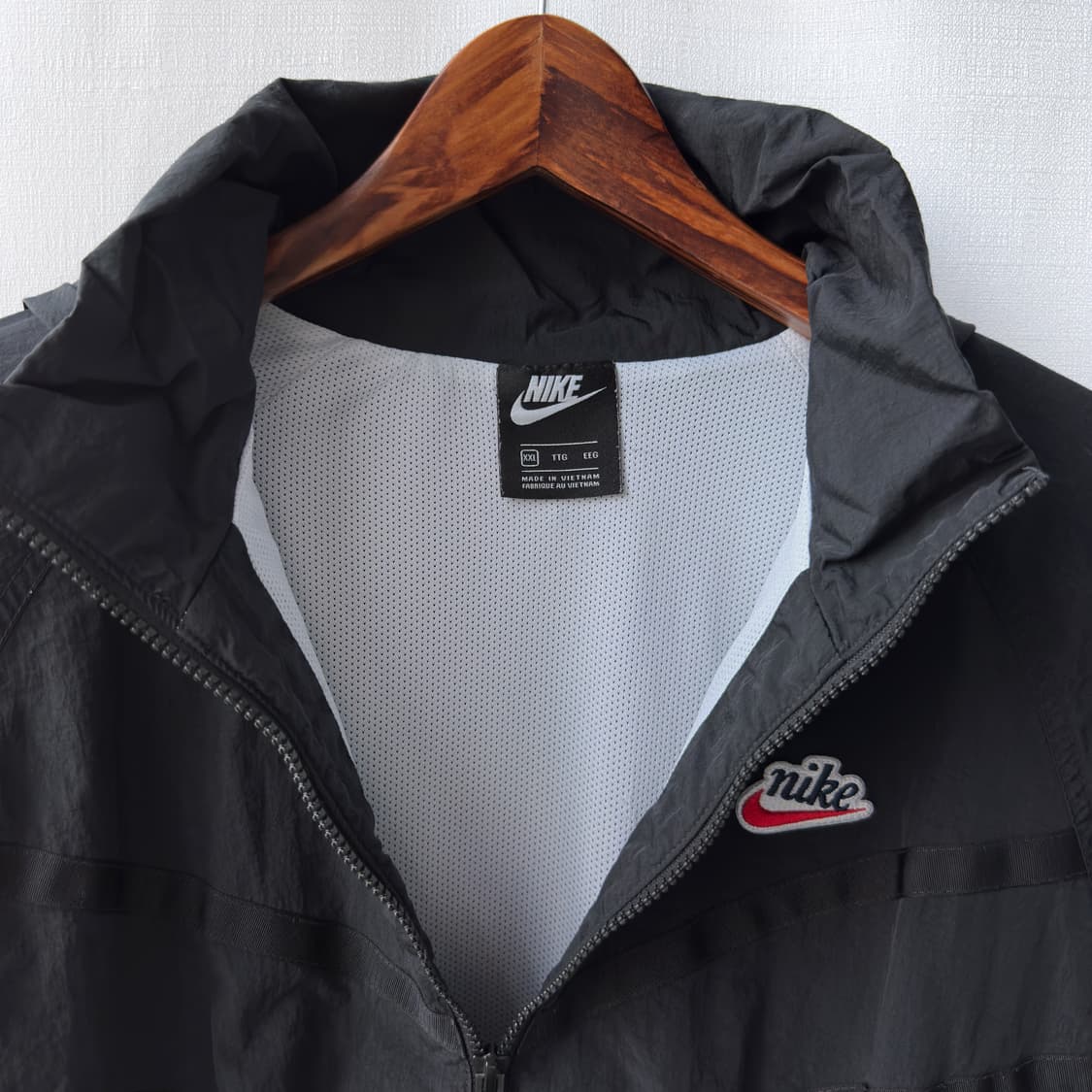 나이키 하프 집업 우븐 나일론 후드 바람막이 블랙 화이트 XXL 상품이미지7