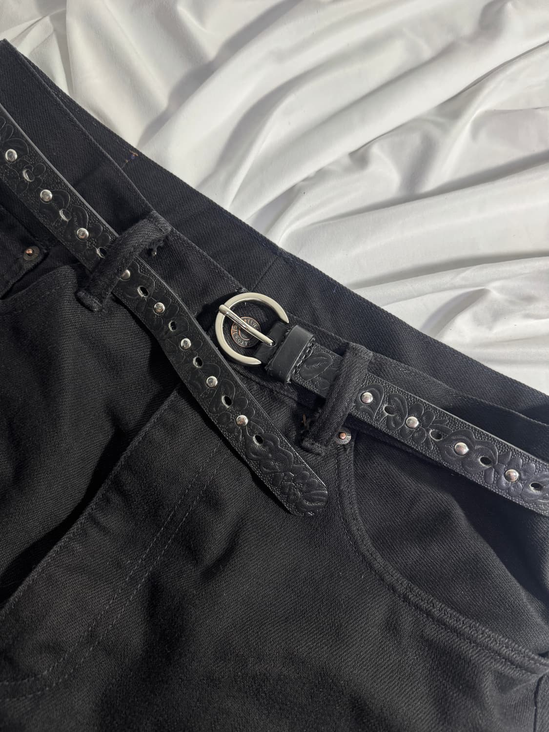 빈티지 플로럴 엠보 레더 벨트 웨스턴 상품이미지4