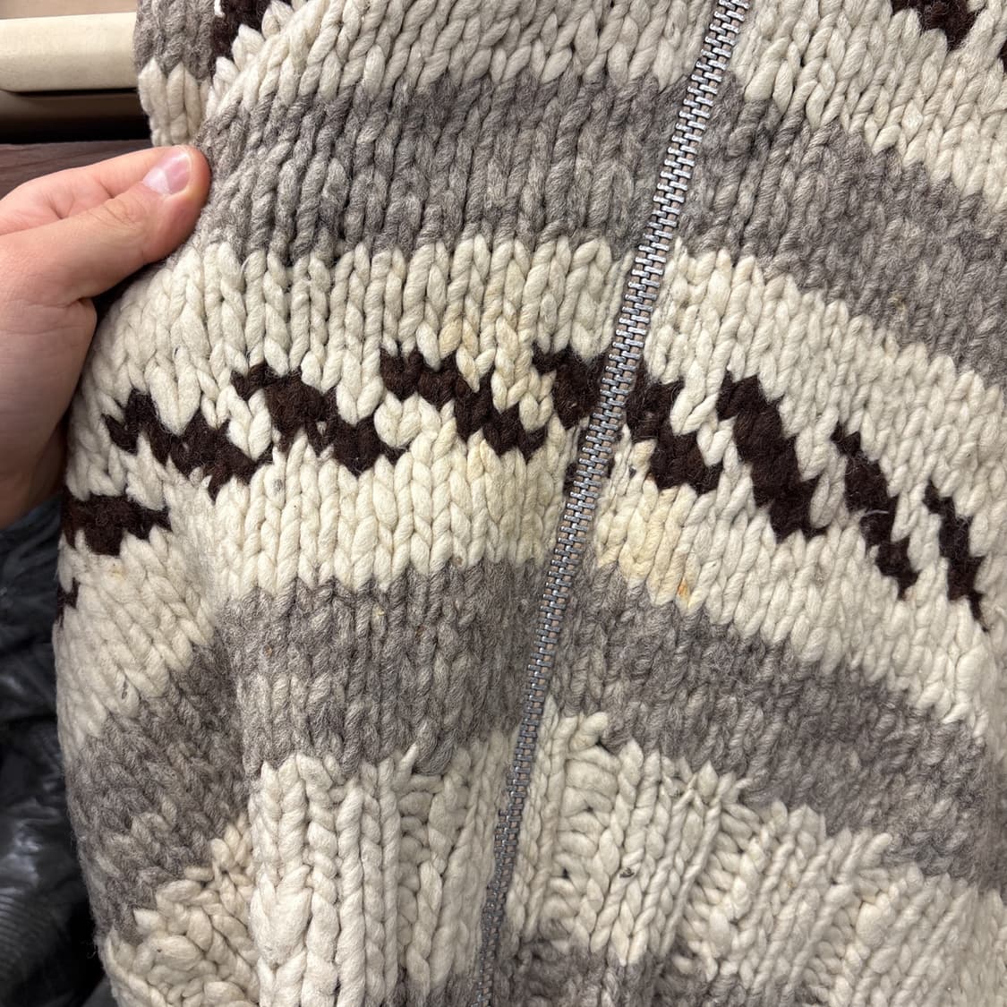 70s CLIX 지퍼 네이티브 패턴 헤비울 캐나다 코위찬 스웨터 N103 상품이미지5