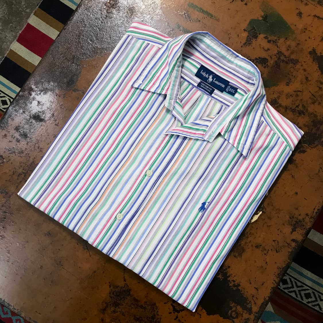 폴로랄프로렌 컬러풀 스트라이프 코튼 셔츠 남성 120 빅사이즈 상품이미지1