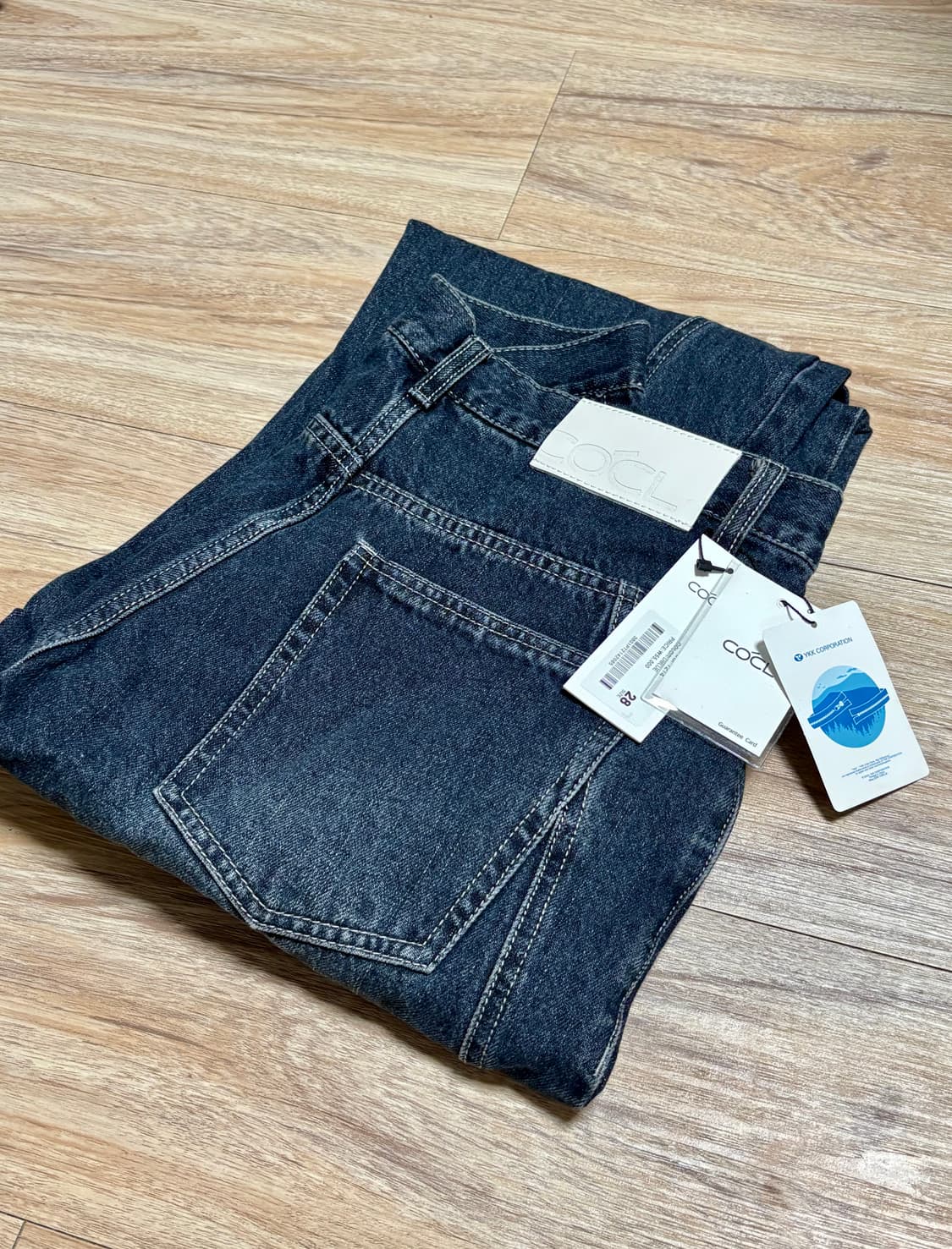 새상품 커스텀어클락 데님 커브드 와이드 팬츠 DBLUE 사이즈28 상품이미지2