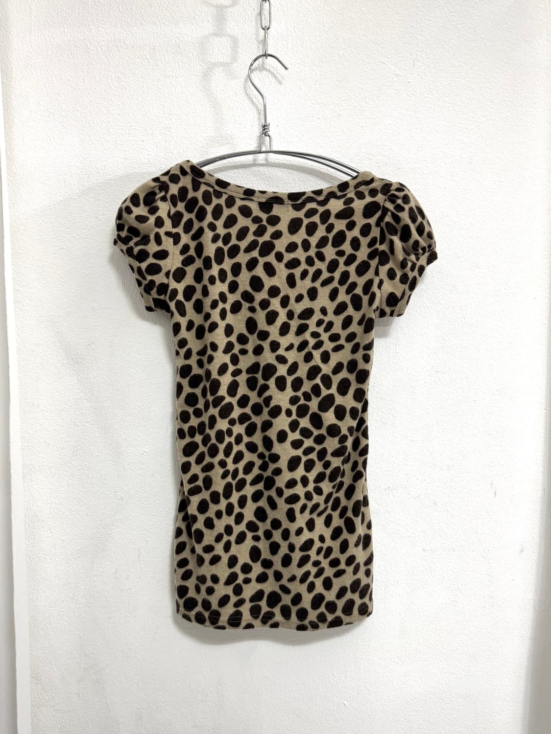 Leopard Puff Sleeve Fitted T-Shirt 상품이미지2