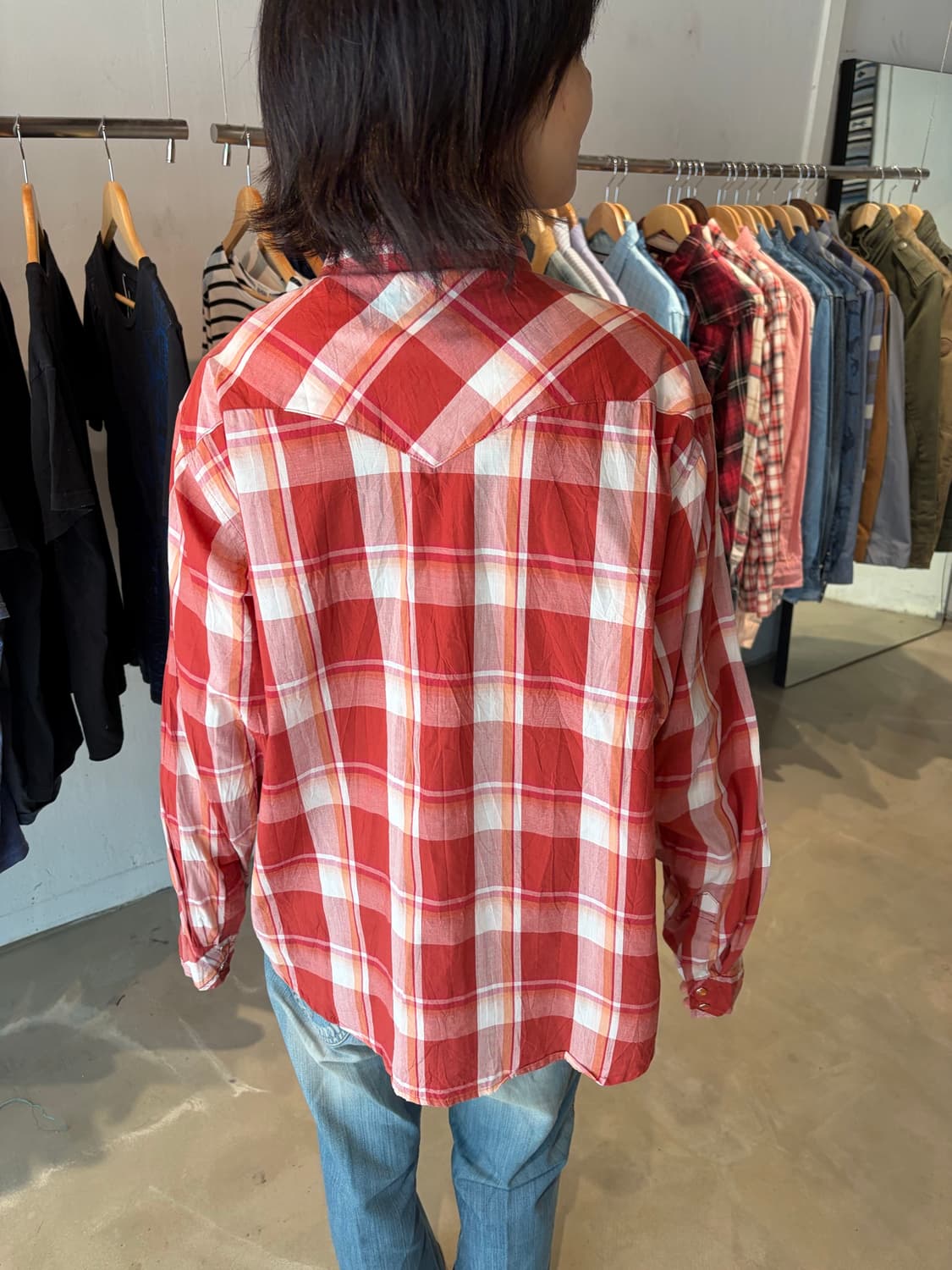 90s Woolrich 레드 스냅버튼 셔츠 L 상품이미지6
