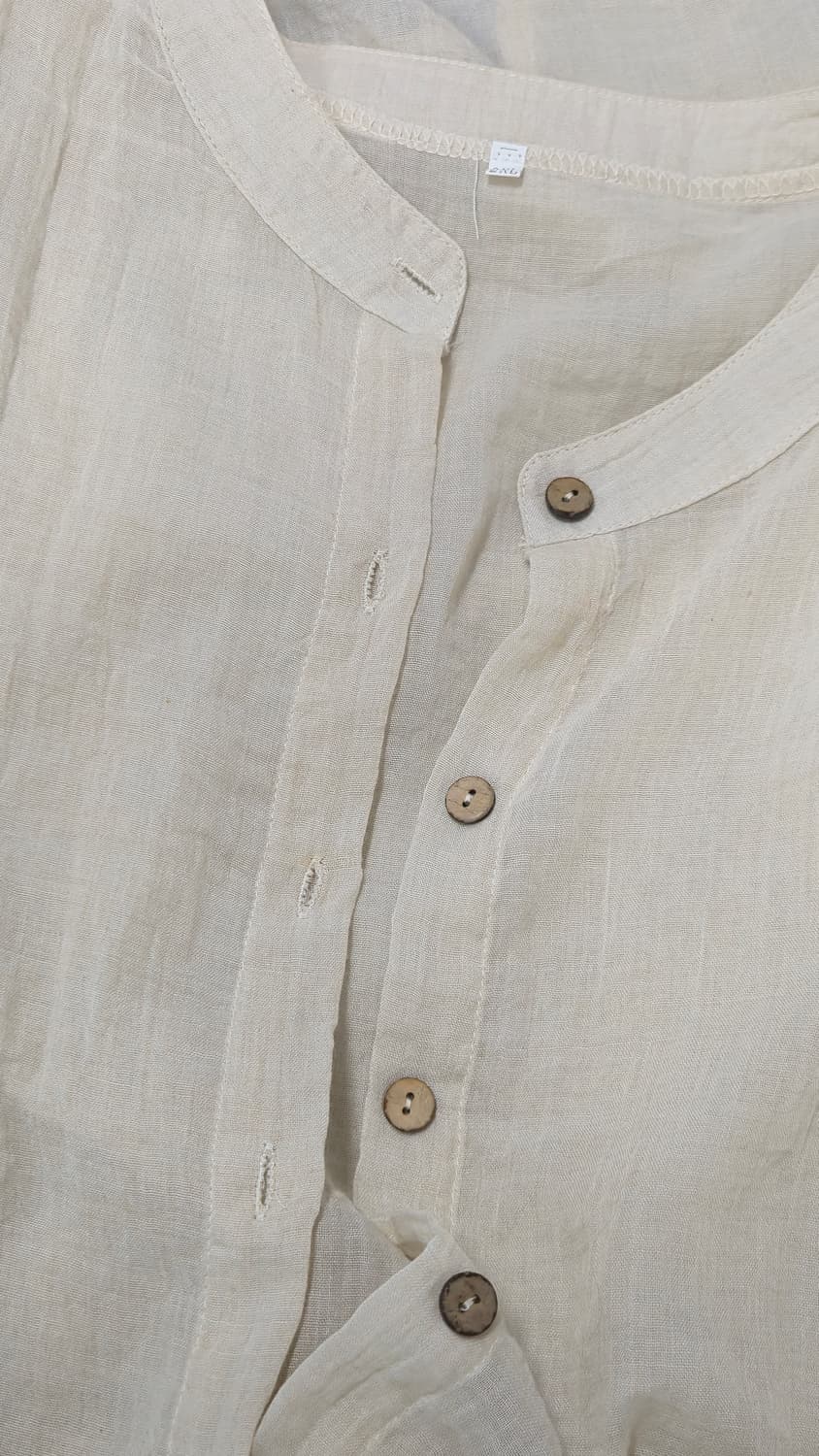 린넨 셔츠 롱 원피스 라이트베이지 밴드카라 긴팔 튜닉
 상품이미지4