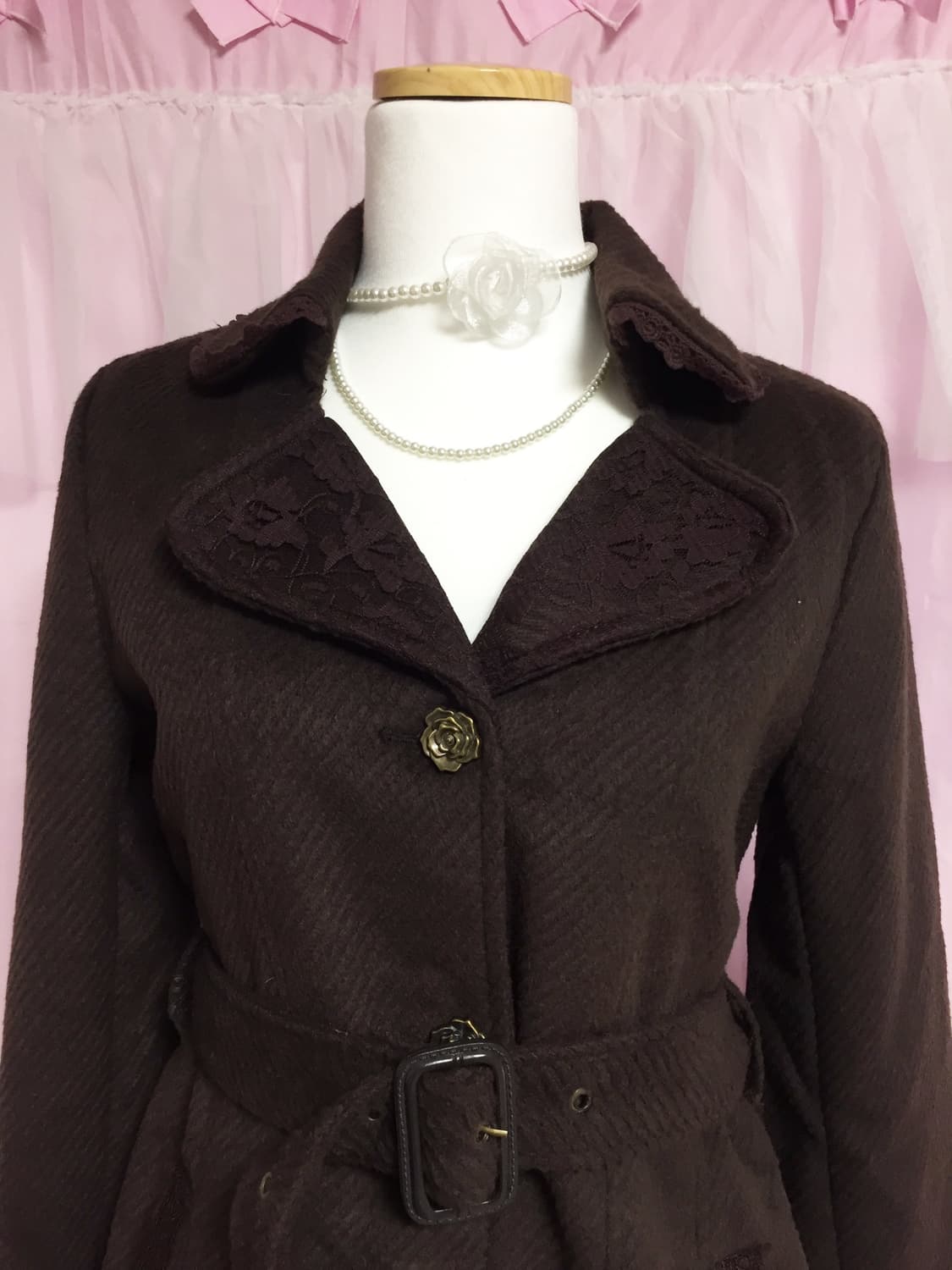 빈티지 엑시즈팜 초코 갸루 코트 상품이미지2