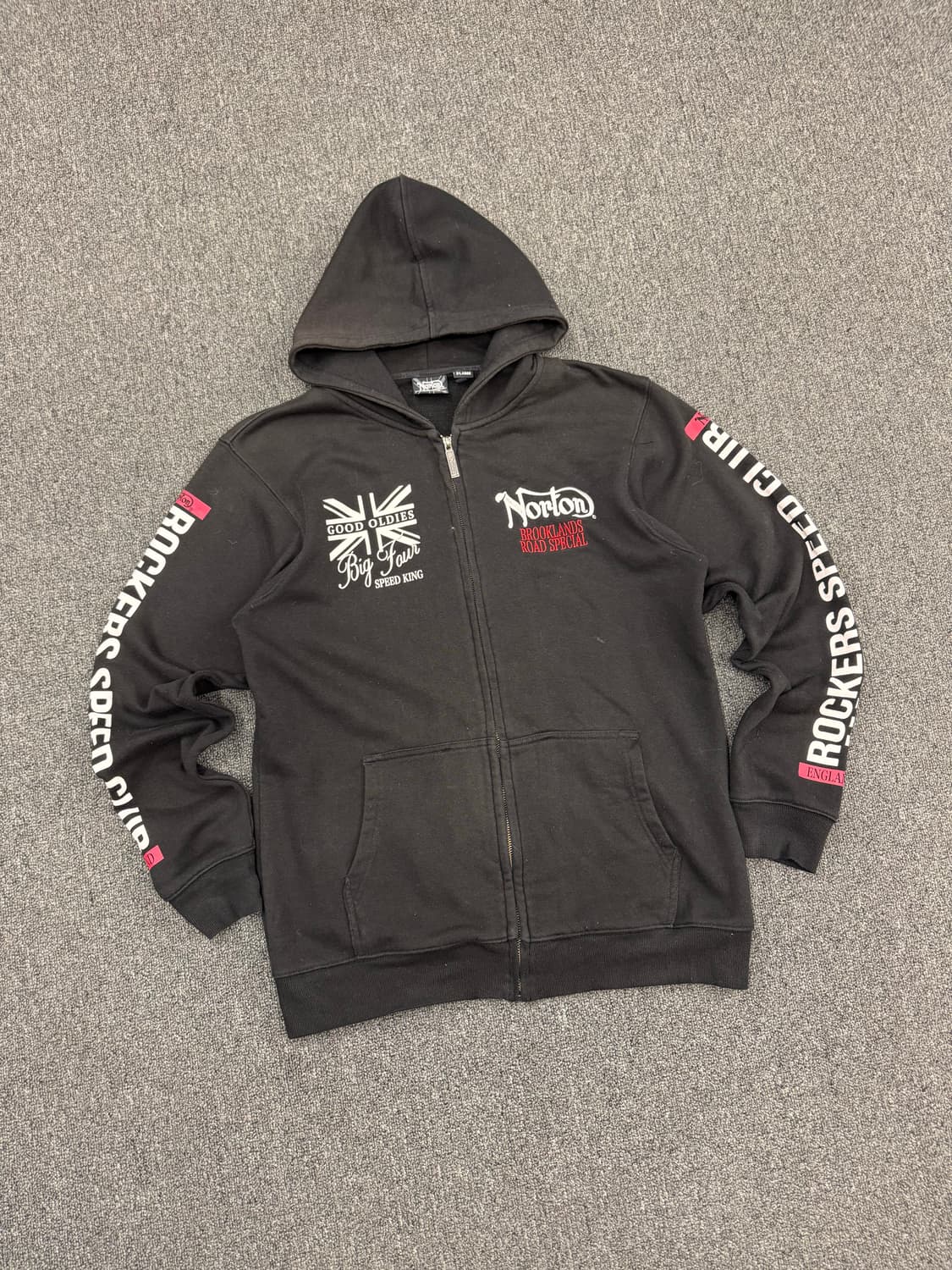 XL)노턴 빈티지 체커 프린팅 후드집업 상품이미지2