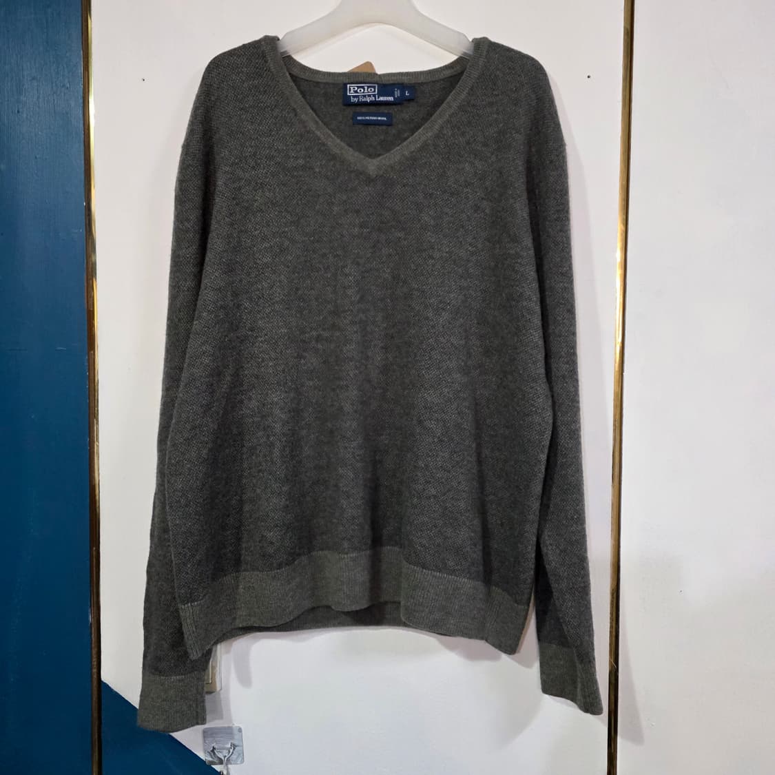 일본정품)폴로 랄프로렌 메리노울 100% 브이넥 니트L 상품이미지2