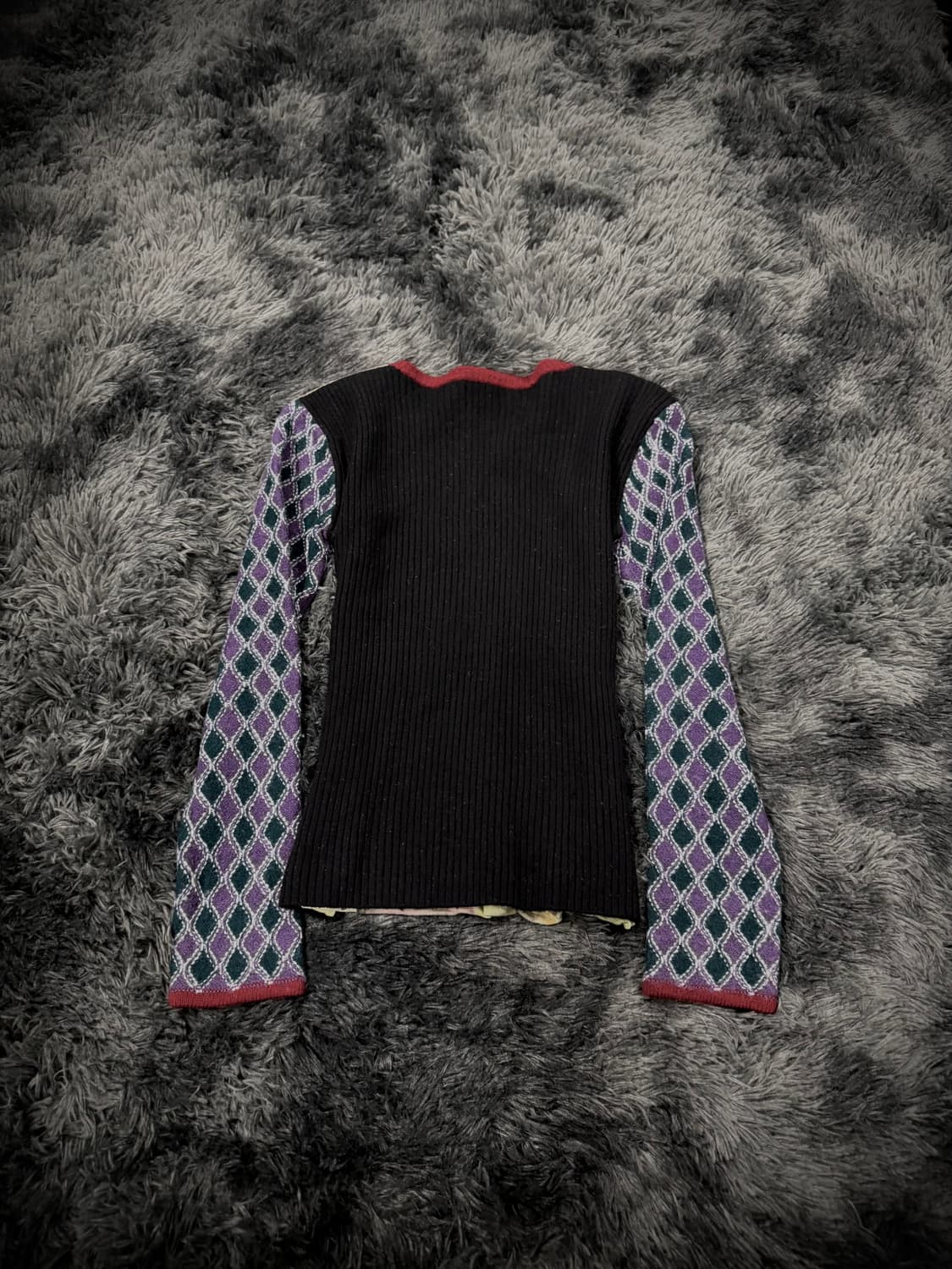 ALGONQUINS 오리엔탈 패턴&체크 브이넥 니트 상품이미지2