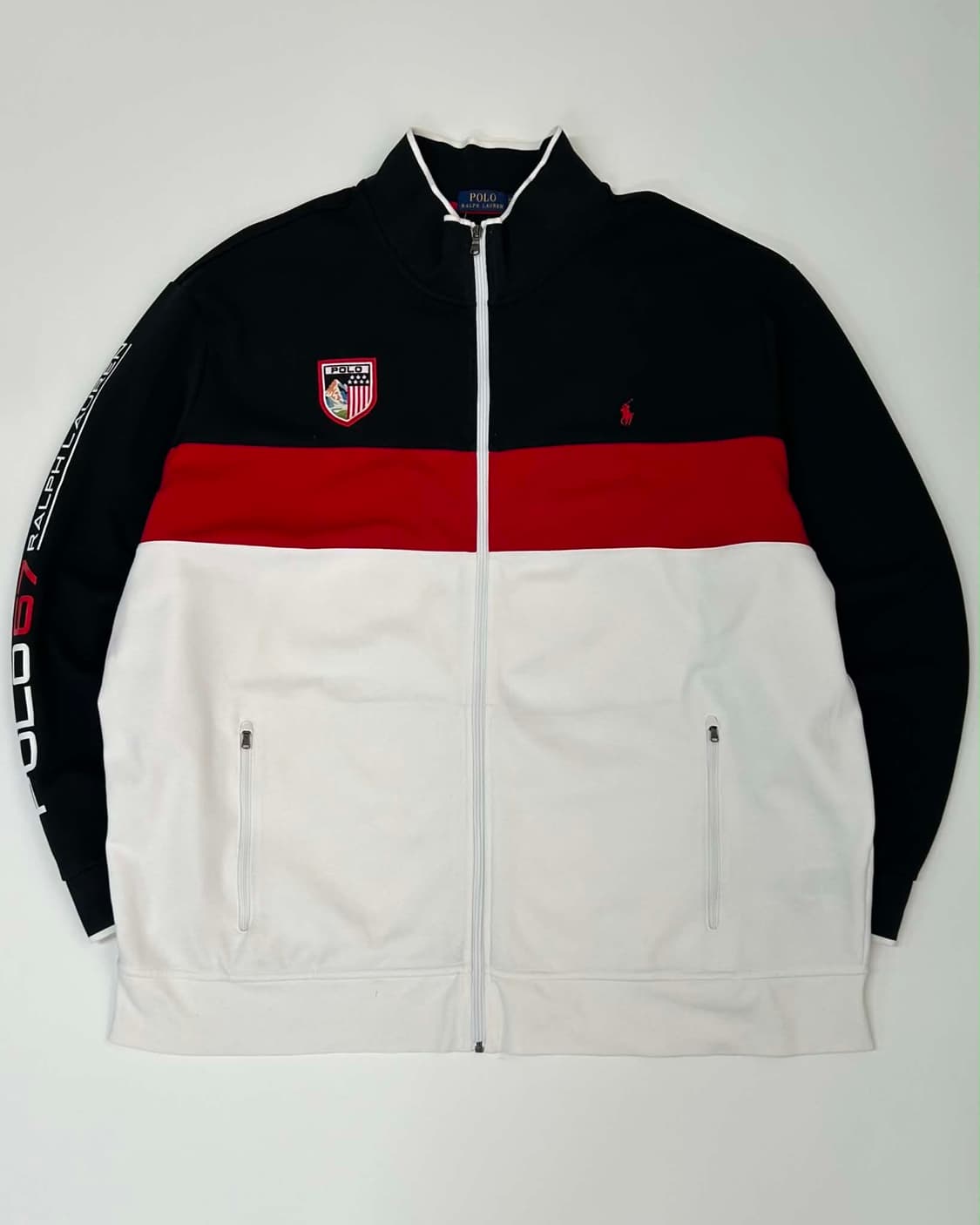 [4XL] 폴로 랄프로렌 usa 성조기 컬러블록 알파인 레이싱 트랙탑 져 상품이미지1