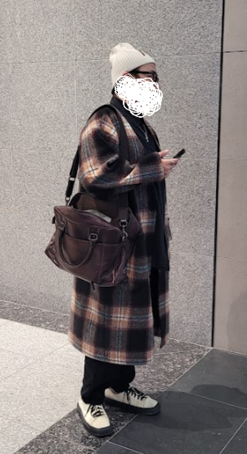 체크 롱코트 오버핏 105 상품이미지1