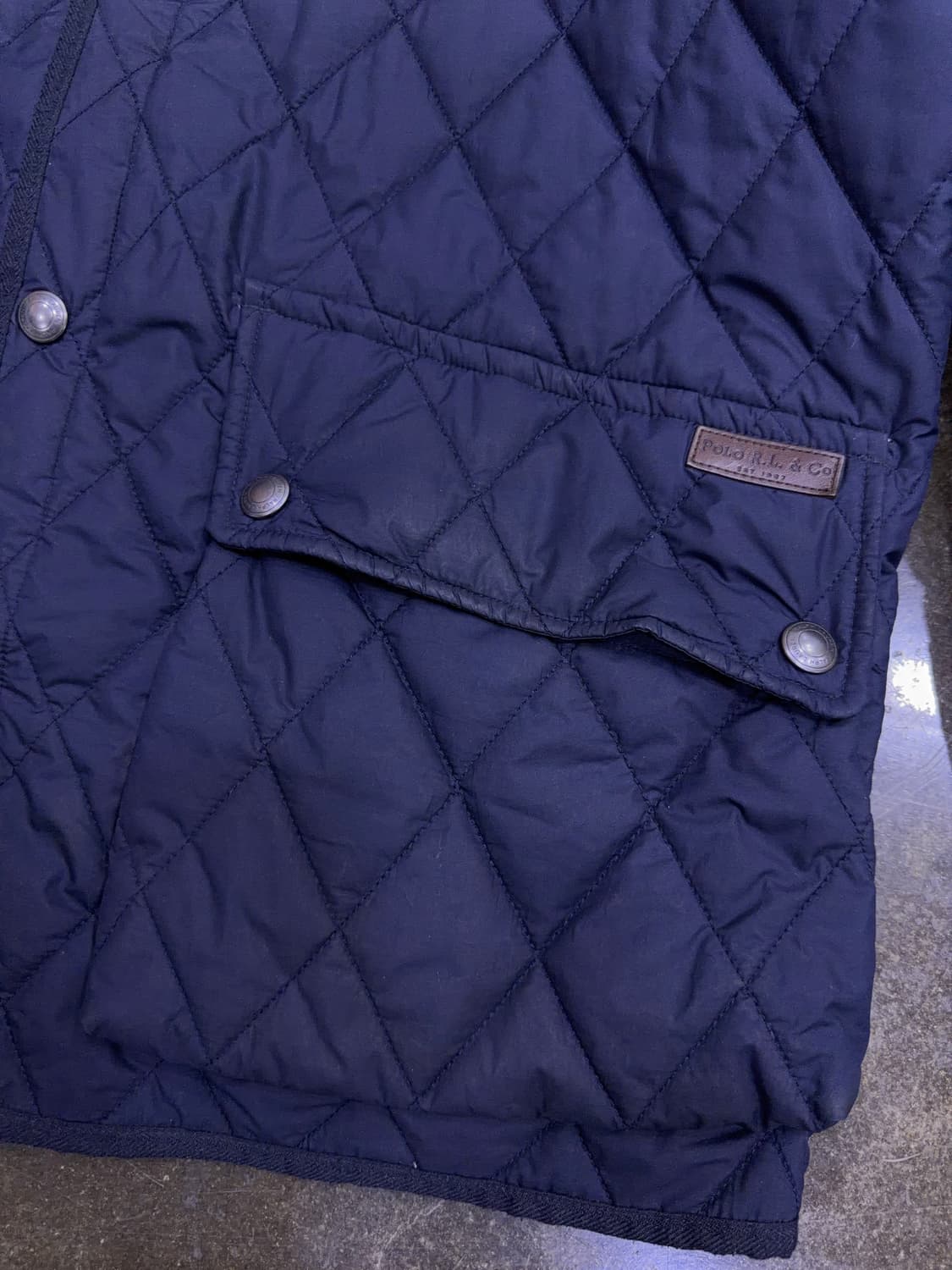 폴로 랄프로렌 코듀로이 카라넥 퀼팅자켓 네이비 L 상품이미지5
